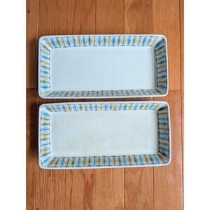 Arabia Korona Hand Painted Platter Set Of 2 Finland MCM Vintage 1950's Rare HTF